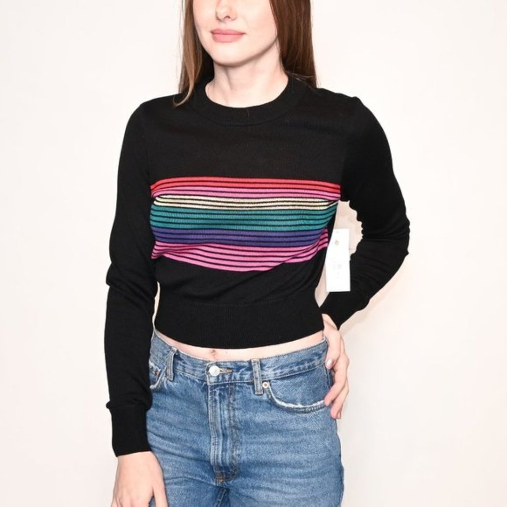 Spiritual Gangster Nikki Stripe Crop Sweater EUC
